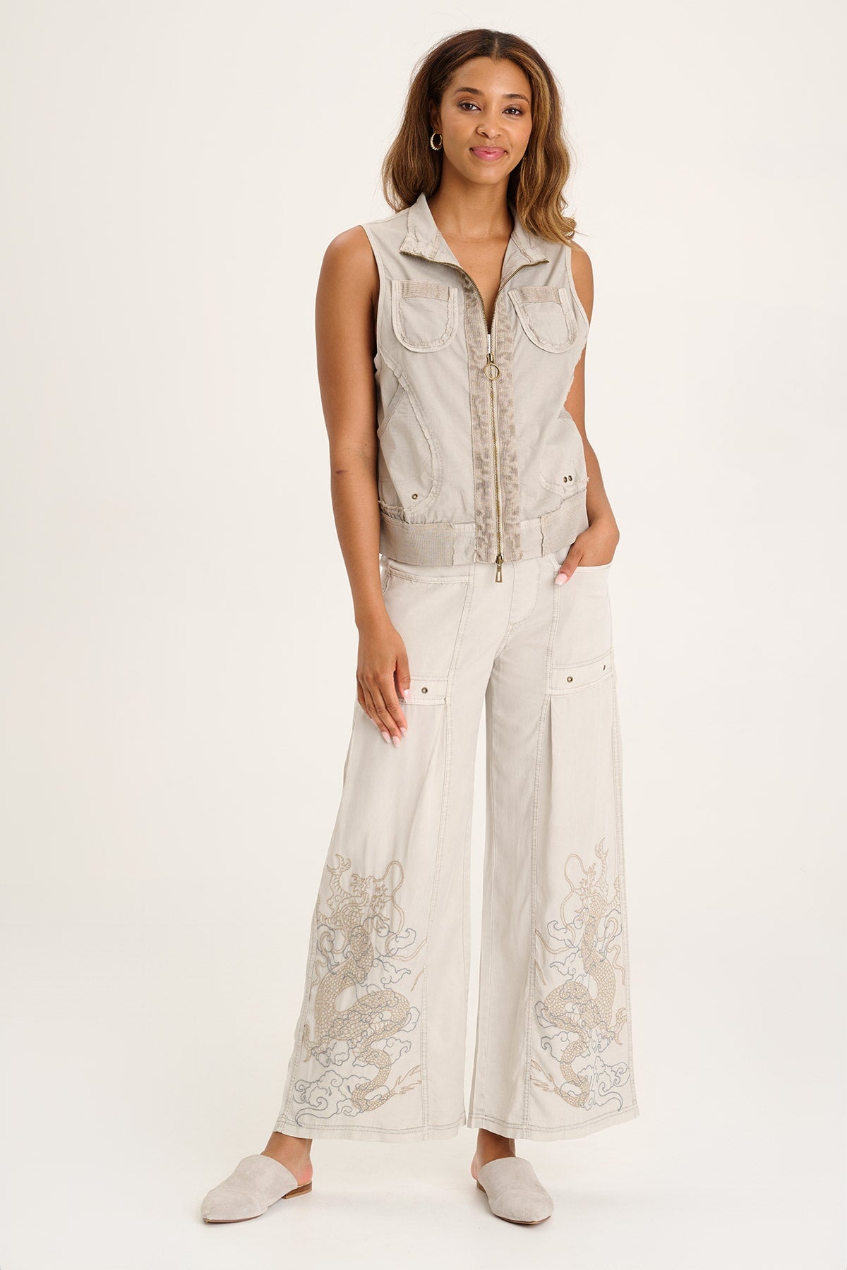 XCVI Pheodora Embroidered Pant 