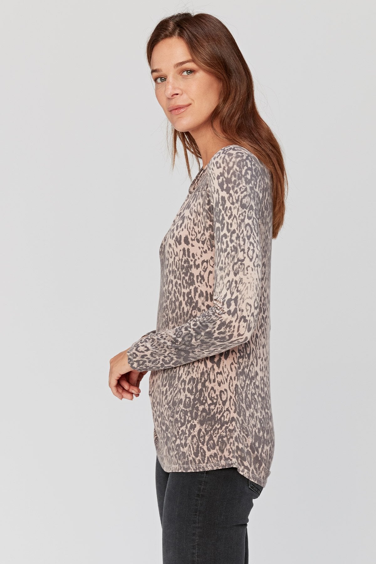 XCVI Leopard Front Knot Top 